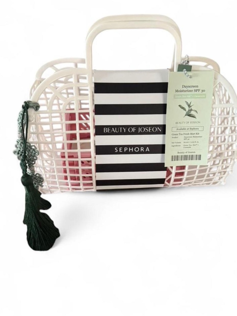 Beauty of Joseon x Sephora Striped Cosmetic Basket - White with Black Stripe